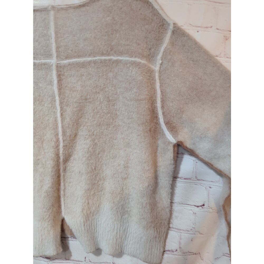 Natural Life Fuzzy Knit Exposed Seam Sz XL V-Neck Pullover Sweater Oatmeal Tan - Picture 14 of 14